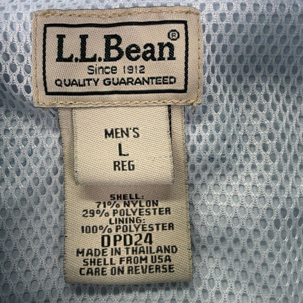 L.L. Bean Men’s Large Light Blue‎ Vented Fishing Shirt Nylon Outdoor - Picture 5 of 8